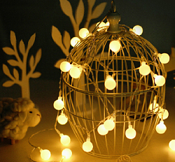 Гирлянда "Шар" белый матовый 10 м х 2 см х 100 ламп от сети 